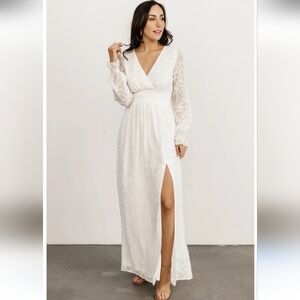 Baltic Born Bridget White Textured Maxi Bridal Dress Women's Size 1XL